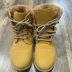 Tan Lace-Up Boots